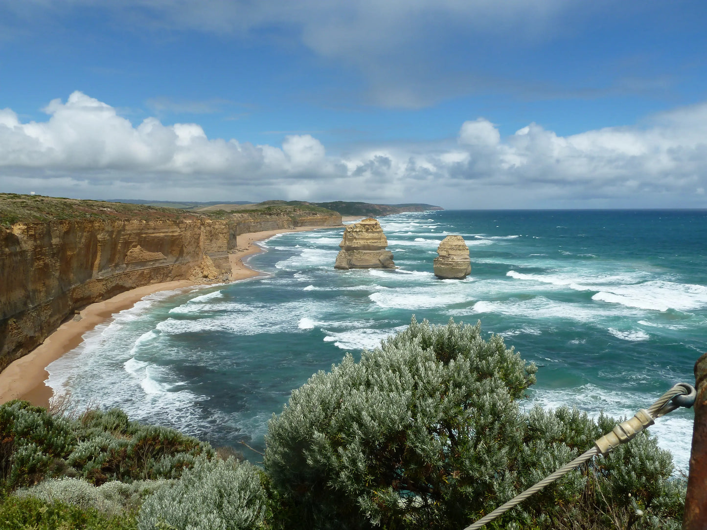 The 12 Apostles limestone stacks and coastline from Saddle Lookout, Victoria, Australia.