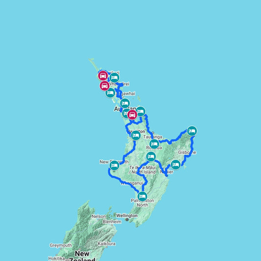 Overview Map of the New Zealand North Island Route