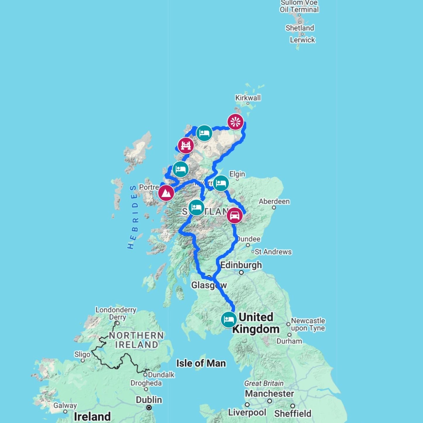 Overview Map of the North Coast 500 Route
